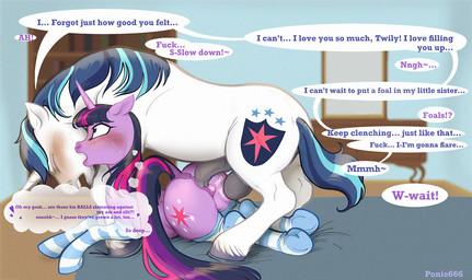 age_difference anatomically_correct anatomically_correct_genitalia animal_genitalia animal_penis animal_vulva announcing_orgasm anus ball_slap balls bed big_balls blue_hair blush blushing_profusely bodily_fluids brother_penetrating_sister clitoral_winking clitoris clothing cutie_mark dialogue dominant dominant_male duo equine_genitalia equine_penis equine_vulva female female_penetrated feral feral_on_feral feral_penetrated feral_penetrating feral_penetrating_feral footwear from_behind_position furniture genital_fluids genitals hair horn imminent_orgasm impregnation_attempt impregnation_request impregnation_risk legwear male male/female male_penetrating male_penetrating_female older_male on_bed overwhelmed pattern_clothing pattern_legwear penetration penile penile_penetration penis penis_in_vagina profanity puffy_anus purple_body rough_sex sex slap socks striped_clothing striped_legwear stripes text thigh_highs thigh_socks thought_bubble vaginal vaginal_fluids vaginal_penetration vulva white_body ponie666 friendship_is_magic hasbro my_little_pony mythology shining_armor_(mlp) twilight_sparkle_(mlp) equid equine mammal mythological_creature mythological_equine unicorn english_text brother_(lore) brother_and_sister_(lore) incest_(lore) sibling_(lore) sister_(lore)