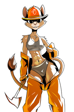 5_fingers anthro armor bra breasts clothed clothed_anthro clothed_female clothing collarbone eyeliner female female_anthro fingers fire_axe firefighter firefighter_helmet firefighter_uniform fur grey_bra grey_clothing grey_panties grey_underwear headgear helmet looking_at_viewer makeup navel panties simple_background slim slim_anthro slim_female solo standing thick_thighs underwear undressing uniform white_background wide_hips yellow_body yellow_fur gatonejo evita_fuegos felid lion mammal pantherine 2025 absurd_res hi_res signature