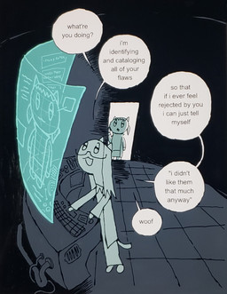 computer_screen dialogue duo eyewear female glasses hair long_hair pigtails pushbutton smile speech_bubble standing tail text kficc animal_humanoid cat_humanoid felid felid_humanoid feline feline_humanoid humanoid mammal mammal_humanoid english_text hi_res