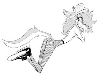 anthro arched_back areola arms_bent awaiting beanie bent_legs breasts butt casual_exposure cheeky_smile clothed clothed_anthro clothed_female clothing countershade_face countershade_tail countershading crossed_feet eyebrows female female_anthro fishnet_clothing fishnet_legwear footwear freckled_face freckled_shoulders freckles grin grinning_at_viewer hair hat headgear headwear iris legwear long_hair long_tail looking_aside looking_aside_at_viewer looking_at_viewer looking_back looking_back_at_viewer plantigrade pose pupils sharp_teeth shoes side_view simple_background skinny skinny_anthro skinny_female small_breasts small_butt smile smiling_at_viewer sneakers snout solo tail teeth topless topless_anthro topless_female white_background lenyavok oriana_thaffer canid canine canis mammal wolf absurd_res full-length_portrait greyscale hi_res monochrome pinup portrait