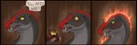 angry blush coin coin_purse dialogue female feral fire open_mouth payment simple_background solo teeth veryloudopossum riven_(atrumpet) amphibian salamander comic hi_res