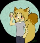 anthro blonde_hair blush ear_piercing female fluffy fluffy_tail gesture grin hair piercing pigtails ring smile solo tail waving sourmagic levi_kyros domestic_cat felid feline felis mammal valta alpha_channel low_res