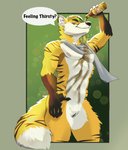 andromorph anthro beverage cream_soda genitals intersex mostly_nude mostly_nude_andromorph mostly_nude_anthro mostly_nude_intersex pouring pussy scarf scarf_only smug soda solo bird03 zane_krutiz canid canine felid fox hybrid mammal pantherine tiger hi_res