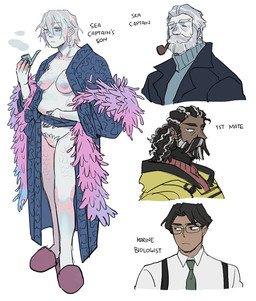 beard breasts casual_exposure clothing elderly elderly_male facial_hair feather_boa feather_pubes feathers female footwear group iridescent iridescent_body iridescent_hair iridescent_scales male mature_male mustache nipples pubes pubic_feathers robe scales shoes slippers smoke smoking_pipe text starfleetrambo siren_and_scientist basheer_(starfleetrambo) edward_(starfleetrambo) lucius_(starfleetrambo) oskar_(starfleetrambo) animal_humanoid aquatic aquatic_humanoid avian avian_humanoid fish fish_humanoid human humanoid hybrid mammal oarfish_humanoid siren english_text father_(lore) father_and_child_(lore) father_and_son_(lore) parent_(lore) parent_and_child_(lore) parent_and_son_(lore) son_(lore) trans_(lore) trans_man_(lore)