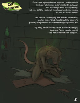 anthro balls biped brown_body brown_fur fur genitals hunched_over inside kneeling male male_anthro solo text whiskers lizardlars microsoft the_elder_scrolls crit_(lizardlars) mammal murid murine rat rodent skeever 2026 absurd_res comic digital_media_(artwork) english_text hi_res