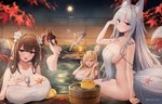 between_breasts big_breasts breast_size_difference breasts butt female group horn hot_spring huge_breasts looking_at_viewer towel towel_only water marota azur_lane kashino_(azur_lane) kii_(azur_lane) kumano_(azur_lane) shinano_(azur_lane) suzutsuki_(azur_lane) animal_humanoid bovid bovid_humanoid bovine bovine_humanoid cattle_humanoid horned_humanoid humanoid mammal mammal_humanoid hi_res