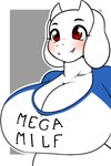 anthro big_breasts blush breasts cleavage clothed clothing fangs female horizontal_pupils horn huge_breasts long_ears pupils shirt smile solo teeth text topwear kloudmutt undertale undertale_(series) toriel boss_monster_(undertale) bovid caprine mammal 2019 2:3 digital_media_(artwork) english_text hi_res