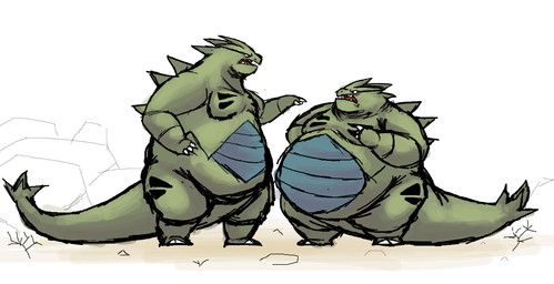 angry anthro argument belly bickering big_belly duo gesture hand_gesture male male/male obese obese_anthro obese_male overweight overweight_anthro overweight_male pointing pointing_at_another simple_background size_difference tail comerboy75 nintendo pokemon generation_2_pokemon pokemon_(species) tyranitar 2023 hi_res