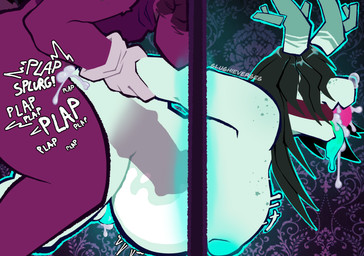 anal anal_penetration animal_genitalia animal_penis anthro antlers ball_gag big_breasts bodily_fluids breasts butt chastity_cage chastity_device clothing cum cum_in_mouth cum_inside cum_while_penetrated dripping duo ejaculation equine_genitalia equine_penis freckled_breasts freckled_face freckled_shoulders freckles gag gagged genital_fluids genitals gloves hair hair_over_eyes handwear herm horn intersex intersex/male leaking_cum long_hair male male_penetrating nipples nude orgasm penetration penile penis plap sex text thick_thighs through_wall tongue translucent x-ray_view slushieverses neon_(slushieverses) alligator alligatorid crocodilian ghost lagomorph leporid lizard mammal rabbit reptile scalie spirit absurd_res digital_media_(artwork) english_text hi_res wallpaper