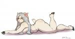 anthro big_breasts breasts eyewear female glasses grey_hair hair horn looking_at_viewer lying mature_female nude on_front smile solo thick_thighs plankboy renee_chevonne bovid caprine domestic_sheep hair_sheep mammal sheep wiltshire_horn absurd_res hi_res