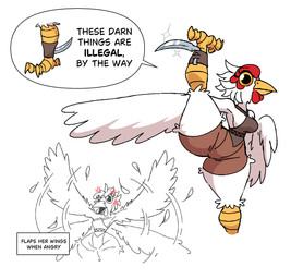 action_pose angry anthro beak big_butt big_eye big_pupils breasts butt cross-popping_vein eyelashes feathered_wings feathers female flapping_wings flexible open_beak open_mouth pose pupils raised_leg simple_background small_breasts solo spread_wings text thick_thighs white_background wide_hips wings diegutan frita_the_chicken avian bird chicken galliform phasianid english_text hi_res model_sheet