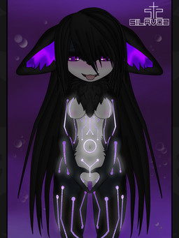 anthro black_body black_fur black_hair breasts clitoris female fur genitals hair heart_eyes heart_symbol navel nipples open_mouth open_smile purple_eyes smile solo tongue tongue_out vulva white_body white_fur silavos made_in_abyss fan_character domestic_cat felid feline felis mammal narehate 3:4 archived_source hi_res