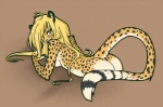 amber_eyes anthro blonde_hair breasts butt female fur hair long_hair looking_at_viewer markings nude orange_body orange_fur simple_background solo spots spotted_body spotted_fur striped_body striped_fur stripes tail white_body white_fur yellow_body yellow_eyes yellow_fur firekitty mihari cheetah felid feline mammal