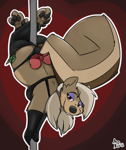 4_toes anthro barefoot biped black_pawpads butt clothing dancing feet female fur hair looking_at_viewer pawpads pole pole_dancing simple_background slightly_chubby smile soles solo stripper stripper_pole tail toes noodlestoat mammal rodent sciurid tree_squirrel 2018 digital_media_(artwork) hi_res
