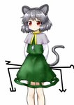 blush bottomwear capelet clothed clothing dowsing_rod female furgonomics gem grey_hair hair hands_behind_back holding_object jewelry necklace red_eyes short_hair skirt solo tail tail_through_skirt itou_yuuji touhou nazrin animal_humanoid humanoid mammal mammal_humanoid mouse_humanoid murid murid_humanoid murine murine_humanoid rodent rodent_humanoid hi_res