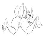 anthro anus butt claw_toes female genitals looking_at_viewer looking_back looking_back_at_viewer nude presenting presenting_anus presenting_hindquarters presenting_pussy pussy smile solo guoh nintendo pokemon generation_2_pokemon pokemon_(species) sneasel digital_drawing_(artwork) digital_media_(artwork) monochrome