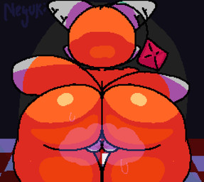 2_tails anthro anus_peek bedroom_eyes big_butt bodily_fluids butt butt_jiggle female fur gem genitals jiggling looking_at_viewer looking_back multi_tail musk narrowed_eyes plushie presenting presenting_hindquarters rear_view red_eyes seductive solo spread_butt spread_vulva spreading sweat sweaty_butt tail teasing thick_thighs vulva wide_hips yellow_body yellow_fur neyusleep sega sonic_the_hedgehog_(series) tails_doll animate_inanimate canid canine fox living_plushie mammal animated digital_media_(artwork) hi_res pixel_(artwork) pixel_animation