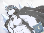 abs accessory anthro clothed clothing cloud hair_accessory hairband jacket male muscular muscular_anthro muscular_arms muscular_male nipples open_clothing open_jacket open_topwear pecs snow solo topwear yellow_eyes xion_cleararms lifewonders tokyo_afterschool_summoners horkeu_kamui_(tas) canid canine canis mammal wolf 4:3 hi_res