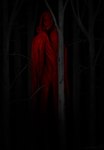 ambiguous_gender black_eyes branch clothed clothing detailed_background face_covered forest hidden hidden_face hood horror_(theme) looking_at_viewer plant red_clothing scary solo standing tall tree flayfright fairy_tales little_red_riding_hood_(copyright) monster 2024 digital_media_(artwork) hi_res