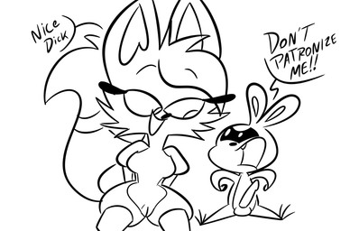 angry anthro balls breasts dialogue duo erection eyelashes featureless_breasts female fur genitals male medium_breasts nude open_mouth penis simple_background smile tail vulva white_background jdone chikn_nuggit hawt_saus_(chikn_nuggit) slushi_(chikn_nuggit) canid canine fox mammal rodent sciurid tree_squirrel 2025 black_and_white digital_media_(artwork) hi_res monochrome sketch