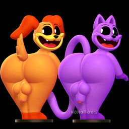 anthro balls big_butt black_background butt butt_focus duo genitals long_tail looking_back male open_mouth orange_balls orange_ears orange_tail penis purple_balls purple_ears purple_tail raised_tail rear_view simple_background tail thick_thighs tongue nonotoys mob_entertainment poppy_playtime smiling_critters catnap_(poppy_playtime) dogday_(poppy_playtime) canid canine canis domestic_cat domestic_dog felid feline felis mammal 1:1 2024 3d_(artwork) digital_media_(artwork) hi_res signature