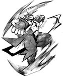 ambiguous_gender anthro biped claws fighting_pose fur looking_at_viewer muscular pose solo agitype01 nintendo pokemon generation_8_pokemon legendary_pokemon pokemon_(species) urshifu 5:6 monochrome