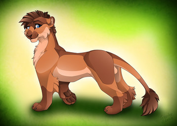 balls blue_eyes cheek_tuft claws facial_tuft feral fur genitals looking_at_viewer male mane pawpads paws quadruped side_view smile smiling_at_viewer solo tail tan_body tan_fur tuft whiskers gard3r feniar felid lion mammal pantherine 2025 digital_drawing_(artwork) digital_media_(artwork) full-length_portrait portrait signature