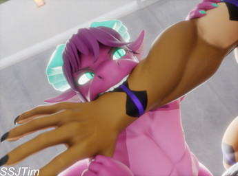 2_horns 4_ears 5_fingers anthro arm_bite barely_visible_genitalia barely_visible_nipples barely_visible_penis bite black_penis blue_eyes blue_horn blue_nails blue_nipples brown_body brown_fur colored_nails duo female fingers flat_chested fur genitals hair horn male male/female multi_ear nails nipples nude penis pink_body pink_skin purple_hair scales ssjtim captainflapcats_(rigger) valorlynz_(modeler) mythology cera_(ceraferis) tim_(ssjtim) canid canine canis dragon mammal mythological_creature mythological_scalie scalie wolf 3d_(artwork) absurd_res digital_media_(artwork) hi_res