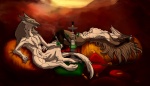 anthro breasts drugs duo female hookah male nude pillow smoking southern tail kryvian kyreilla malikai_(malikai) mammal sergal absurd_res digital_media_(artwork) hi_res