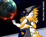 against_surface ambiguous_gender anthro detailed_background earth fur hand_on_glass machine on_glass planet sad solo space spacecraft standing vehicle white_body white_fur yellow_body yellow_fur magnuswander magnus protogen 5:4 digital_media_(artwork)