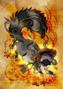 feral japanese male solo sumi-e thehavanawolf capcom okami_(capcom) canid canine mammal procyonid raccoon raccoon_dog tanuki absurd_res hi_res