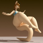 anthro balancing_on_tail big_butt breasts butt copyright_symbol female huge_butt overweight overweight_anthro overweight_female simple_background solo symbol tail thick_thighs wide_hips anthroanim abigail_roo kangaroo macropod mammal marsupial 1:1 3d_(artwork) digital_media_(artwork)