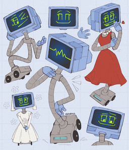 4_fingers antennae_(anatomy) black_screen black_text blue_hands blue_head blue_screen blush blush_lines bouquet bride closed_smile clothed clothed_female clothed_humanoid clothing corrugated_arms corrugated_body corrugated_neck corrugation crt digit_ring dress emanata eyebrows eyelashes eyes_closed female female_humanoid fingers flower flower_emanata for_a_head gem gesture green_blush green_eyebrows green_eyelashes green_eyes green_tongue grey_body hand_shot happy heart_symbol holding_bouquet holding_flower holding_object jewelry looking_at_viewer looking_down looking_down_at_viewer looking_up looking_up_at_viewer machine male metal mouth_closed multiple_poses naturally_censored necklace nude nude_anthro nude_female nude_humanoid one_eye_closed open_mouth open_smile pearl_(gem) pearl_necklace plant pose raised_eyebrow red_clothing red_dress red_heart ring rivets screen screen_face simple_background smile smiling_at_viewer smirk solo text tongue waveform waving waving_at_viewer wedding_dress wedding_ring wedding_veil wheel wheel_feet white_clothing white_dress white_flower white_jewelry white_necklace white_veil wife wink auveiss nickelodeon spongebob_squarepants karen_plankton humanoid object_head robot screen_head 2025 artist_name colored digital_drawing_(artwork) digital_media_(artwork) english_description flat_colors full-length_portrait headshot_portrait hi_res multiple_images portrait sketch