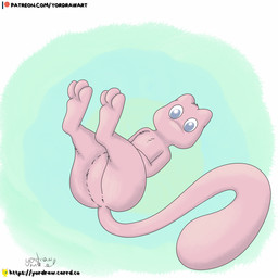 3_toes butt feet feral foot_fetish foot_focus fur legs_up looking_at_viewer paws pink_body pink_fur presenting presenting_hindquarters solo spread_legs spreading text toes yordraw nintendo pokemon generation_1_pokemon legendary_pokemon mew_(pokemon) pokemon_(species) 1:1 hi_res url