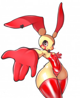4_fingers anthro biped blush clothed clothed_anthro clothed_female clothing female female_anthro fingers humanoid_hands legwear looking_at_viewer multicolored_body red_body red_clothing red_ears red_legwear simple_background solo standing thick_thighs white_background ayzcube nintendo pokemon generation_3_pokemon plusle pokemon_(species) 2026 hi_res