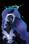 armor black_background female feral headgear helmet horn looking_at_viewer simple_background solo wings eosphorite friendship_is_magic hasbro my_little_pony mythology nightmare_moon_(mlp) equid equine mammal mythological_creature mythological_equine winged_unicorn 2017