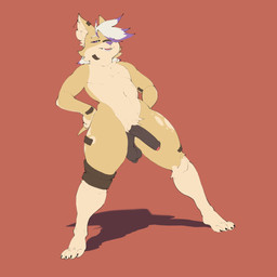 anthro balls band-aid band-aid_on_arm band-aid_on_ear band-aid_on_face band-aid_on_leg band-aid_on_wrist bandage bandage_on_face bandage_on_knee brown_penis chest_tuft cross cross_ear_piercing cross_piercing ear_piercing eyebrows foreskin fur genitals hair hands_on_hips inner_ear_fluff looking_away male markings multicolored_body multicolored_hair navel nude one_eye_obstructed penis piercing purple_eyes purple_hair purple_nose saggy_balls shadow slim_male smile solo spots spotted_body spotted_fur standing tail tan_body thick_thighs tuft white_hair morcillax spiritu_nogales canid canine canis chihuahua domestic_dog mammal toy_dog 1:1 2026 hi_res