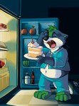 anthro apple appliance cake cake_slice clothing dessert exposed_belly eyes_closed food fridge fridge_raid fruit kitchen_appliance male open_mouth overweight overweight_male pajamas plant shirt solo topwear unbuttoned unbuttoned_shirt yawn young young_anthro young_male pandapaco kazan_(kazan.k) canid canine canis mammal wolf 2020 adobe_photoshop_(artwork) digital_drawing_(artwork) digital_media_(artwork)