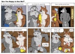 2005 akita angry animal_genitalia anthro ball_fondling balls bodily_fluids canid canine canis casual_nudity closet_coon comic covering covering_crotch dialogue digital_media_(artwork) domestic_dog duo english_text erection flaccid fondling fur genitals grey_body grey_fur hiding_erection homophobia hybrid hybrid_genitalia hybrid_penis leafdog locker locker_room male male/male mammal muscular muscular_anthro muscular_male nude on_towel penis penis_tip profanity red_body red_fur rick_mooney sauna scared sheath sitting spitz sweat tail taro_nishikawa text towel towel_on_shoulder towel_only unwanted_erection wolf
