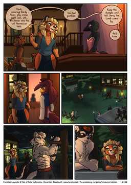 anthro biped black_body black_fur blonde_hair brown_body brown_eyes brown_fur brown_hair dialogue female fighting_ring fur green_eyes group hair hipless_clothing male muscular muscular_female orange_body orange_fur pink_body pink_fur red_eyes sandbag tan_body tan_fur text training_dummy white_body white_fur feretta tale_of_tails fruitymadness jackalovski morgan_laranda ailurid avian bird canid canine canis corvid corvus_(genus) domestic_dog felid hybrid mammal oscine pantherine passerine raven red_panda tiger wolf comic digital_media_(artwork) english_text hi_res url