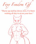 abs anthro big_breasts breasts female genitals gentle_femdom looking_at_viewer muscular muscular_anthro muscular_female nipples pussy simple_background solo text white_background markusfreeman32 mira_rava canid canine fox mammal 2021 animated english_text hi_res monochrome portrait three-quarter_portrait