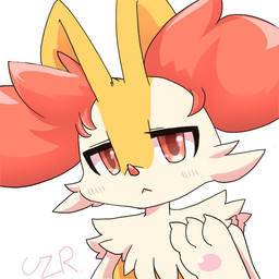 3_fingers :< ambiguous_anthro ambiguous_gender anthro arm_tuft biped blush blush_lines cheek_tuft chest_tuft claws closed_frown facial_tuft finger_claws fingers front_view frown fur gesture inner_ear_fluff looking_at_viewer mouth_closed multicolored_body multicolored_fur nude_ambiguous nude_anthro orange_body orange_eyes orange_fur orange_inner_ear_fluff pawpads pink_pawpads pointy_ears prick_ears shoulder_tuft simple_background solo standing tapering_snout tuft waving white_background white_body white_claws white_fur yellow_body yellow_fur quail_00n0 nintendo pokemon braixen canid generation_6_pokemon mammal pokemon_(species) 1:1 2021 bust_portrait cel_shading colored digital_drawing_(artwork) digital_media_(artwork) japanese_description portrait shaded signature translated_description