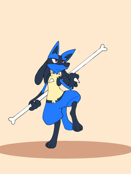 3_toes anthro black_body black_fur blue_body blue_fur bone digitigrade feet fur male pose red_eyes solo tan_body tan_fur toes ponduanpondering nintendo pokemon canid canine canis generation_4_pokemon jackal lucario mammal pokemon_(species) absurd_res hi_res