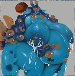anthro barbell_piercing belly belly_tattoo big_belly big_breasts blindfold blue_hair bodily_fluids breasts excessive_lactation female hair huge_belly huge_breasts huge_thighs hyper hyper_belly hyper_breasts lactating lips nipple_barbell nipple_piercing nipples nude orange_hair piercing pregnant pregnant_anthro pregnant_female pseudo_hair solo tattoo tentacle_hair tentacles thick_bottom_lip thick_thighs venus_figure breastwizard europa_(tabunnie) aquatic aquatic_gastropod gastropod jorunna_parva mollusk nudibranch sea_slug slug 2024 hi_res