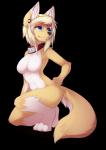 anthro blonde_hair blue_eyes breasts butt_tuft ear_piercing facial_piercing featureless_breasts female female_anthro fluffy fluffy_tail fur hair inner_ear_fluff kneeling leg_markings leg_tuft looking_away markings multicolored_body multicolored_fur nose_piercing nude piercing simple_background socks_(marking) solo tail transparent_background tuft two_tone_body two_tone_fur white_body white_fur yellow_body yellow_fur techtile sonata canid canine mammal alpha_channel hi_res