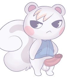anthro balls big_penis blush bottomless clothed clothing erection fur genitals hair humanoid_genitalia humanoid_penis long_penis male penis simple_background small_but_hung solo standing thick_penis white_background white_body white_fur conditional_dnp erobos animal_crossing nintendo marshal_(animal_crossing) mammal rodent sciurid tree_squirrel 2015
