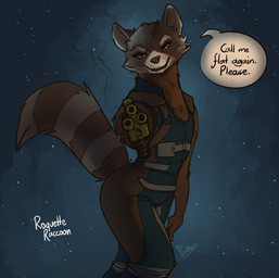 abstract_background aiming aiming_at_viewer anthro biped black_nose bodysuit brown_body brown_eyes brown_fur clothed clothed_anthro clothed_female clothing cosmic_background crossgender dialogue female female_anthro fingers flat_chested fully_clothed fully_clothed_anthro fully_clothed_female fur gun holding_gun holding_object holding_ranged_weapon holding_weapon looking_at_viewer markings mtf_crossgender multicolored_body multicolored_fur narrowed_eyes open_mouth open_smile pointing_gun pointing_gun_at_viewer ranged_weapon ring_(marking) ringed_tail skinsuit smile smiling_at_viewer smoke smoking_gun solo space space_background speech_bubble standing star striped_markings striped_tail stripes tail tail_markings talking_to_viewer teeth text threatening threatening_viewer tight_clothing weapon whiskers white_body white_fur feretta guardians_of_the_galaxy marvel rocket_raccoon mammal procyonid raccoon 2019 character_name digital_media_(artwork) english_text hi_res portrait shaded three-quarter_portrait