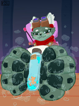anthro blush bodily_fluids botworld_odyssey duo female laboratory_equipment laboratory_glassware micro musk paws scientific_instrument shrinking shrunk size_difference size_transformation solo steam sweat test_tube testing_tube transformation kazal.meow botworld_adventure anon mom_(botworld_adventure) domestic_cat felid feline felis mammal 3:4 absurd_res hi_res