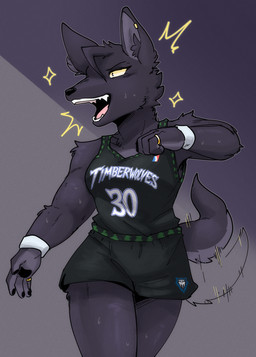 anthro arm_tuft athletic athletic_anthro athletic_female biceps black_body black_bottomwear black_clothing black_ears black_fur black_jersey black_nose black_pawpads black_shirt black_shorts black_topwear bodily_fluids bottomwear breasts clothed clothed_anthro clothed_female clothing ear_piercing emanata female female_anthro fingerpads fingers front_view fur inner_ear_fluff jersey number number_on_jersey number_on_shirt number_on_topwear open_mouth open_smile pawpads piercing ring_(jewelry) shirt shorts shoulder_tuft simple_background sleeveless_shirt smile solo sparkles sweat sweaty_arms sweaty_legs sweaty_thighs tail tail_motion tailwag text text_on_clothing text_on_jersey text_on_shirt text_on_topwear thick_thighs topwear tuft white_wristband wristband conditional_dnp sonokido ventura_city_drifters gabrielle_lyons canid canine canis mammal wolf 2024 digital_drawing_(artwork) digital_media_(artwork) english_description hi_res portrait three-quarter_portrait