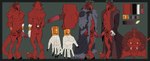 5_fingers balls claws digitigrade erection fangs fingers fur genitals glans horn medial_ring nipples penis red_body red_fur tail teeth twistedteeth demon hi_res model_sheet